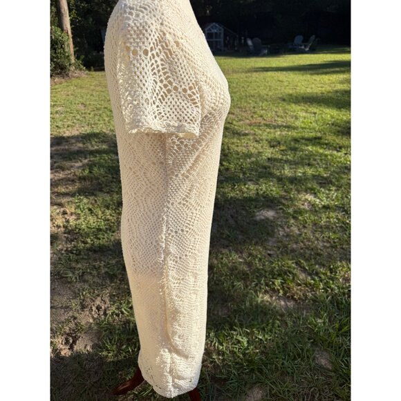 Vtg Newport News 6 Cream Crochet Lace Midi Dress feminine coquette festival Y2K - Picture 3 of 8